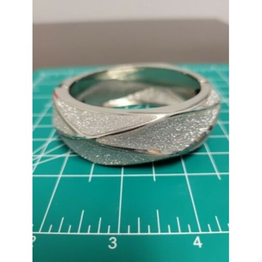 Silvertone Silver Glitter Statement Clamper Brace… - image 8